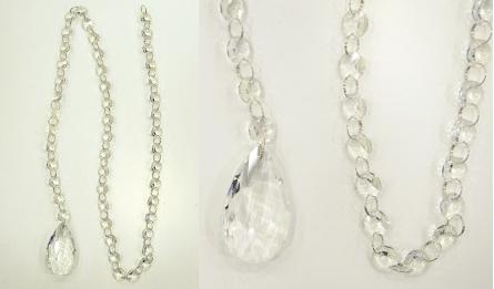 YH2017-2 1m long glass decoration
pendant size:6*4cm
Chain with 50pcs 1.4cm octagon beads 0514001