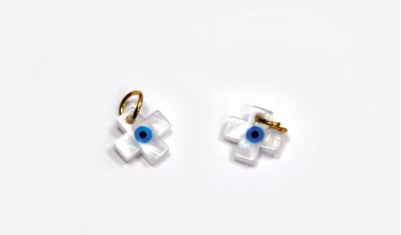 1.0cm resin cross small eye with 6mm gold ring hole:1.5mm thick:3.0mm 0517940